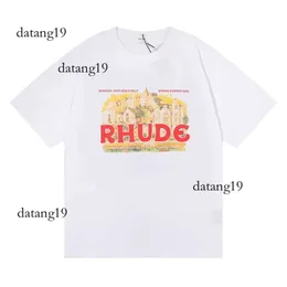 RHUDE Mens Rhude camiseta camiseta de alta qualidade designer de moda casual manga curta Europa America Rhude Tshirt Neck Classic Trendy Tshirts rhu 6187