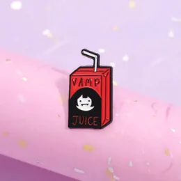 Cartoon Vamp Juice Drink Box Emamel Pin Adventure Animation Collected Brosch Lapel ryggsäck Badge Jewelry Gifts for Kids Friends
