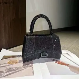 Bolsa balencig smith diamla hourglass designer bolsa glisten crocodilo embrulhado shinestone saco de bolsa de bolsa de bolsa de couro crossbody strap stap lady embreagem sacos 105