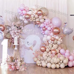 Doubado de damasco nua boho balloon guirlanda arco kit de casamento festas de aniversário crianças rosa rosa látex balões decoração de chá de bebê 240417