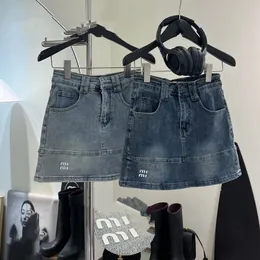 خطاب شعار تصميم المرأة الجديد بطباعة High Weist A-Line Denim Jeans Fashion Skirt مع شورتات السلامة داخل SMLXL