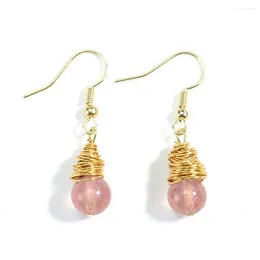 Dangle Earrings Natural Crystal Hook Strawberry Gemstones Healing Reiki Statement Jewelry Party Gifts For Women Girls