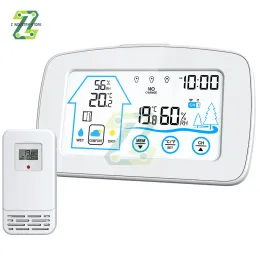 Göstergeler Büyük LCD Dokunmatik Ekran Kablosuz Dijital Kapalı Dış Mekan Termometre Higometre Hava İstasyonu Ev için