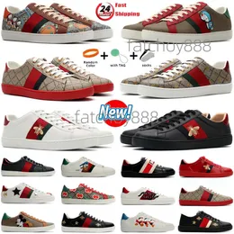 Designer män kvinnor casual skor bi orm tiger sneakers chaussures äkta läder sneakers broderi ränder klassiska tränare sko sneaker skor