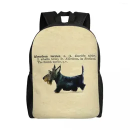 Backpack Scottie Dog Dictionary Art Travel Men Women School Laptop BookBag Book Scottish Terrier College Student Daypack Borse