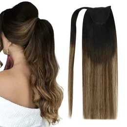 Vesunny Pferdeschwanz menschliches Haar Straight 80G Clip in Haarverlängerungen Human 14-22 natürliches Haar Pferdschwänze ohne Klauenclip 240507