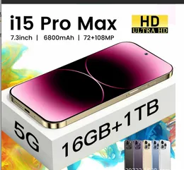 Face ID Finger Finger I15 Pro Max 5G Home 6.7 7.3 Inch Smartphone 4G LTE Mobile Phone 16GB RAM 1TB CAMPY 48MP 108MP GPS OCTA CORE