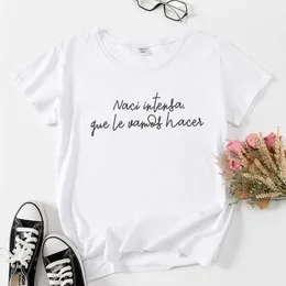 レディースTシャツストリートウェアスペインの女性Tシャツエルカミスタス面白いレタープリントTシャツFEトップタンブラーブラックレディTシャツROPA JER D240507