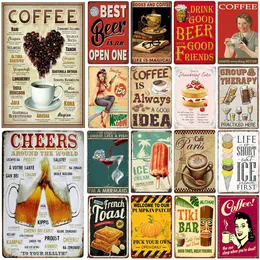 Retro Metal Beer Tin Sign Metal Painting Wall Art Decorations Vintage Cafe Wall Plaque Retro Club Pub Bar Living room Kitchen Poster Decor Man Cave art pictures