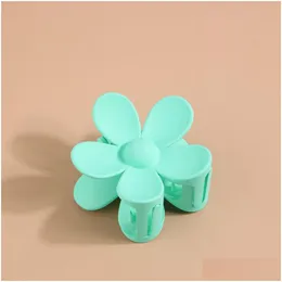 Hårtillbehör Fashion Women Girl Plastic Claws Ribbon Crab Clamps Charm Solid Color Flower Form Lady Small Hairs Clips Headbonad D DH2E7