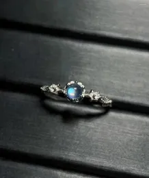 Cluster Rings S925 Sterling Silver Pure Natural Moonlight Stone Ring Vintage Crown Opening Design Without Optimized Main