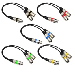 Novo conector feminino de 3pin xlr para duplo plugue masculino, splitter de 30 cm de cabo de cabo para um mixer de fone de ouvido do alto -falante do amplificador