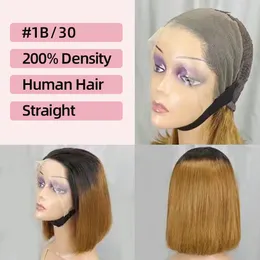 Ombre cor de renda de renda bobohair frontal bobo peruca de cabelo humano cabelos reais cabeceiros curtos curtos peruca