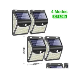 Painéis solares Lâmpadas LEDs LED Outdoor 3 Modos Sensor de movimento Rua Luz Smart Controle remoto Lâmpada de parede impermeável Adequada para Lightin DHHE3