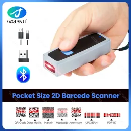 Skanery GZQianji Mini Bluetooth Skaner kod kreskowy USB Wired Bluetooth 2.4G bezprzewodowy 1D 2D QR PDF417 kod kreskowy dla tabletu z telefonem iPadem