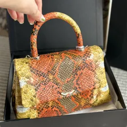 Colorful Lizard Design Pattern Designer Co Handle Bag Tote Cowhide Leather Gold Hardware Removable Matelasse Chain Women Flap Shoulder Cross Handbag Purse 22x13cm