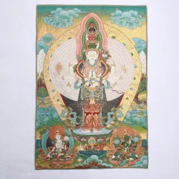 Akcesoria 36 "Tybet Tybetańska haftowany tkanin jedwabny buddyzm 1000 ramion Avalokiteshvara Guan Yin Tangka thangka Buddha Decor Decor