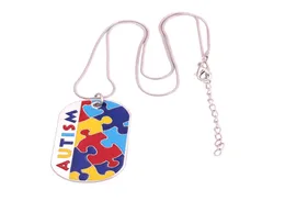 인기있는 식별 자폐증 인식 식별 목걸이 퍼즐 조각 손으로 적용된 에나멜 색상 ID JEWLLY8763752