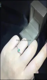 Solitaire Ring Halkalar Takı Doğal Emerald Ring Mağazası Promosyon Özel Madencilik Alanından Taş 925 Sier Y1128 DROP DEL9536462