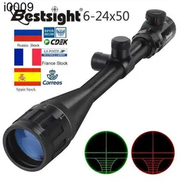 Original 6-24x50 bestsight Aoe tattico Tactico Scopi di fucile rosso e verde Mil-Dot Illuminate Sniper Hunting Scopes