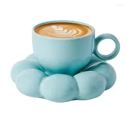 Kaffeetöpfe süße Keramik Tasse Blume Tee -Trink Tasse Sonnenblumenwasser und Untertassen Set für Milchcocktails