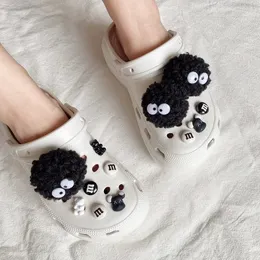 DIY Black Plush Ball Shoes Charms for Furry Ball Cute Hole Shoe Charms Designer Lovely Accessories All-match 2024 240506