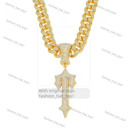 Fashion Gold Plated Cross Sword Jewelry Hip Hop Cuban Chains Zircon Diamond Trapstar Game Controller Pendant Necklace For Men 1049