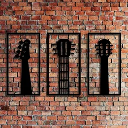 Musikwerkzeug Wand Skulpturendekoration Musikstil Metal Wanddekoration Musik Logo 3pc Metal Wall Art Sculpture Dekoration 240428