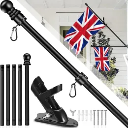 Accessories 1PC Wall Mounted Mount Telescopic Flag Pole Top House Wall Bracket Base 6Ft Stand Flagpole Collapsible Yard Banner Holder