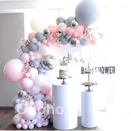 Decoração de festa macaron pastel cinza rosa prata balão guirlanda arco kit infantil chuveiro de bebê bailon casamento mariage aniversário