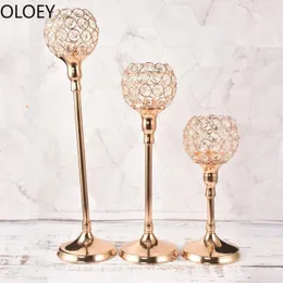 Candele Candele Nordic Gold Candlestick Glass Stand El Decoration Creative Centrotavola per matrimoni Decorazioni natalizie Lanterne