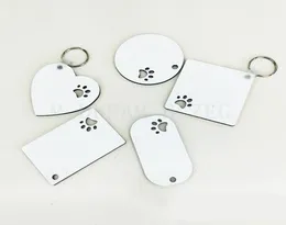 Puppy Keychain Sublimation Mdf Key Ring Paw Print Wooden Key Chain Creative Dog Tag5855471