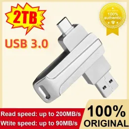 محول USB 3.0 2TB فلاش محركات أقراص قلم عالية السرعة 1TB 512GB 128GB USB C Stick Pendrive Typec Portable Flash Disk لأجهزة Android PC/CAR