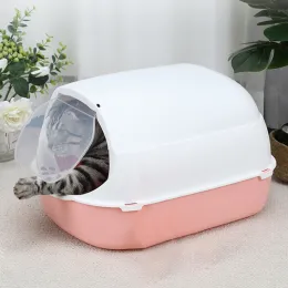 Pudełka Pet Cat Litter Box w pełni zamknięta pudełko piasku dla kotów rozlewne dezodorant przeciwblaskowy duża pojemność kota