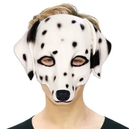 Masken Halbgesicht Dalmatiner Maske PU Foam 3D Realistische Tierfleck -Hundekopfmaske für Halloween Ostern Carnival Party Halloween Maske