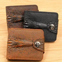 Wallets 2024 Crocodile Skin Wallet Men Genuine Leather Small Zipper Short Holders Coin Pocket Male Purse Alligator