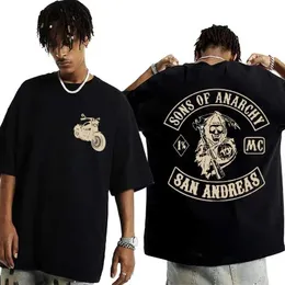 T-shirt da uomo Sons of Anarchy Motorcycle Graphic T-shirt Mens vestiti Fashion Short Slve Thirt Metal Cool 100% Cotton Ticlette Strtwear T240506