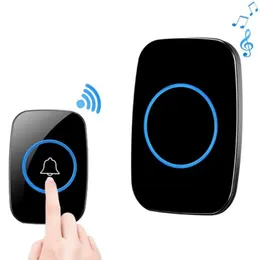 Ny A10 Intelligent trådlös dörrklockvattentät 300m fjärrkontroll Smart Door Bell Chime EU UK Us Plug-In Button Ring Alarm Welcome House Wireless