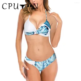 MEDIA MULHERES CUMPLA CUPTAN 2024 HALTER BIKINI Confirtar Push Up Printage Printage Billenian Biquini Bathing Suit para meninas Summer Beachwear Plus Size