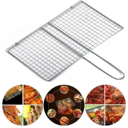 Accessori per bistecca d'argento carne pesce netta siz vegetale barbecue cestino griglia griglie barbecue strumenti netti