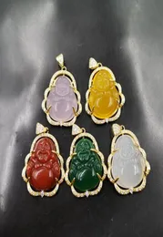 5 Farben Hochwertige S925 Siglytplated Maitreya -Anhänger Achat inlay farbenfrohe Jade Buddha Anhänger Halskette für Frauen Männer Schmuck 5419509