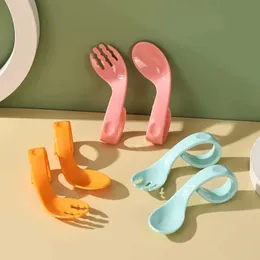 Tazze di piatti utensili I bambini imparano a mangiare cucchiai di allenamento per bambini nutrire utensili per bambini anelli di cibo per bambini manici per neonati e forksl2405