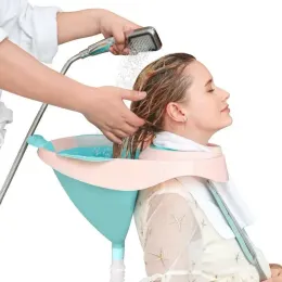 Entrega de mangueira de bacias, pia dobrável, ferramenta de shampoo confortável para mulheres grávidas, idosos de plástico de silicone para lavar cabelo fácil