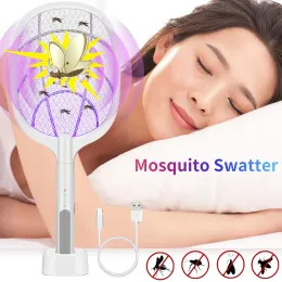 Zappers 3000V Mosquito Killer Racket USB USB ricaricabile ricaricabile a mosca elettrica Summer Racket Trop Racket Anti Insect Bug Zapper per casa