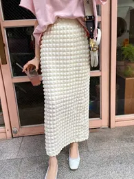 Skirts Korean style fashionable and popular bubble plaid long step womens dresses elegant and slim dresses in spring summer autumn cheap wholesale Q240507