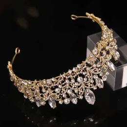 Düğün Saç Takı Glod Lüks Düğün Taç Gelin için Rhinestone Saç Takı Hediyeleri Tiaras Kristal Saç Aksesuarları Kadın Kafa Bandı Gelin Kavşağı