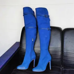 Сапоги 2024, женские туфли выше колена ручной работы на высоком каблуке-шпильке с круглым носком, 5 цветов, цвет обуви на заказ, размер США 5-15