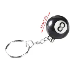 Keychains Lanyards Fashion Creative Billiard Pool Keychain Table Ball Key Ring Lucky Black No.8 Key Chain 32mm Resin Ball Jewelry Gift