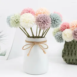 Dekorative Blumen 6pcs Künstliche Chrysanthemen Ball Bouquet Home Party Dekorationen Faux Hortensie Blume Hochzeit Brautjungfern Arrangements