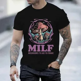 T-shirt maschile Summer Mens Vintage Mens Strtshirt Milf Mushrooms ID per foraggio Fungore Fungo Fungo T-shirt per uomini Short Slve Clothing T240506